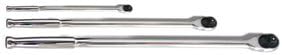1/4, 1/2, 3/8 Inch Drive Xtra Long Non-Flex Head Ratchet Set 3 Pc