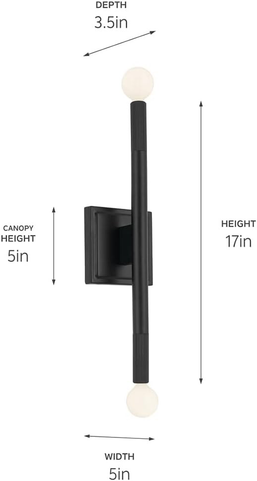 Kichler Odensa 17 Inch 2 Light Wall Sconce in Black