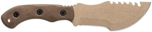 Tops Knives Tom Brown Tracker #4 Full Tang Fixed Blade- Coyote Tan Coating Blade Finish- Coyote Tan Kydex Sheath w/Multi-Position Spring Steel Clip (Green Canvas Micarta Handle)