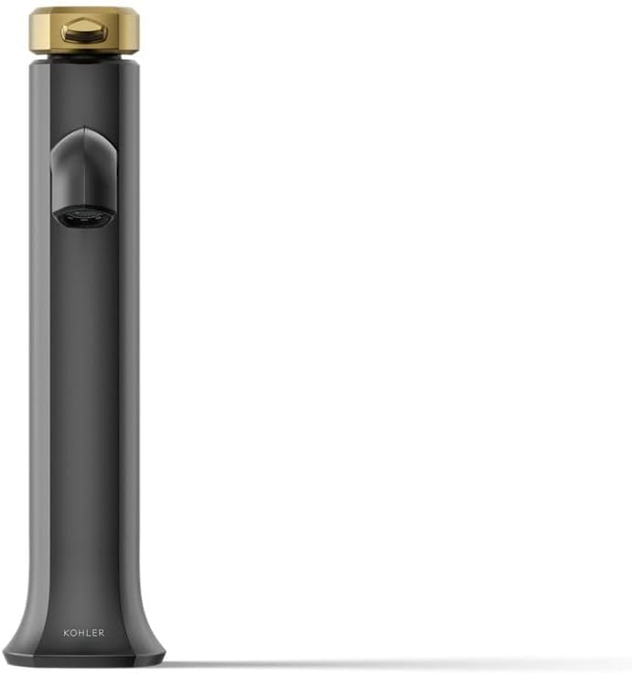 KOHLER 27003-4N-BMB Occasion Tall Single-Handle Bathroom Faucet with Pop-Up Drain Assembly, One Hole Bathroom Sink Faucet, 0.5 gpm, Matte Black with Moderne Brass