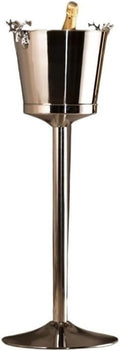 Ice Bucket, Stainless Steel Vertical Spiced Ice Bucket, Outdoor Bar Restaurant Ice Wine Dispenser, Shelf Included Ice Buckets for Parties(Silver)