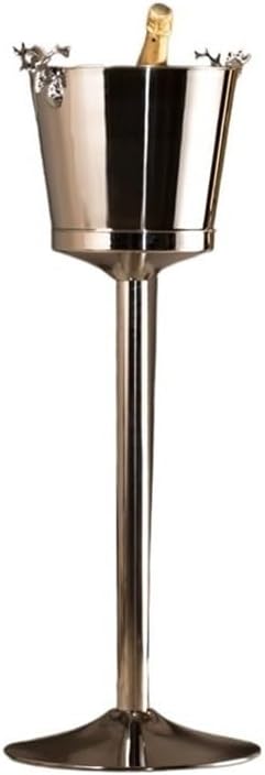 Ice Bucket, Stainless Steel Vertical Spiced Ice Bucket, Outdoor Bar Restaurant Ice Wine Dispenser, Shelf Included Ice Buckets for Parties(Silver)