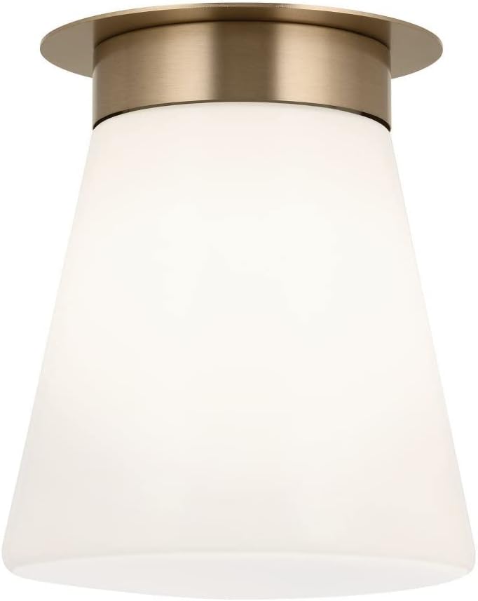 Kichler Albers 8.5 Inch 1 Light Flush Mount with Opal Glass in Champagne Bronze
