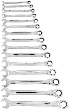 15pc 48-22-9516 for Milwaukee Ratcheting Combination Wrench Set Metric - Silver