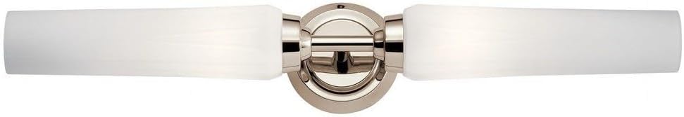 Kichler Truby 24.75 Inch 2 Light Vanity Light with Satin Etched Cased Opal Glass in Polished Nickel