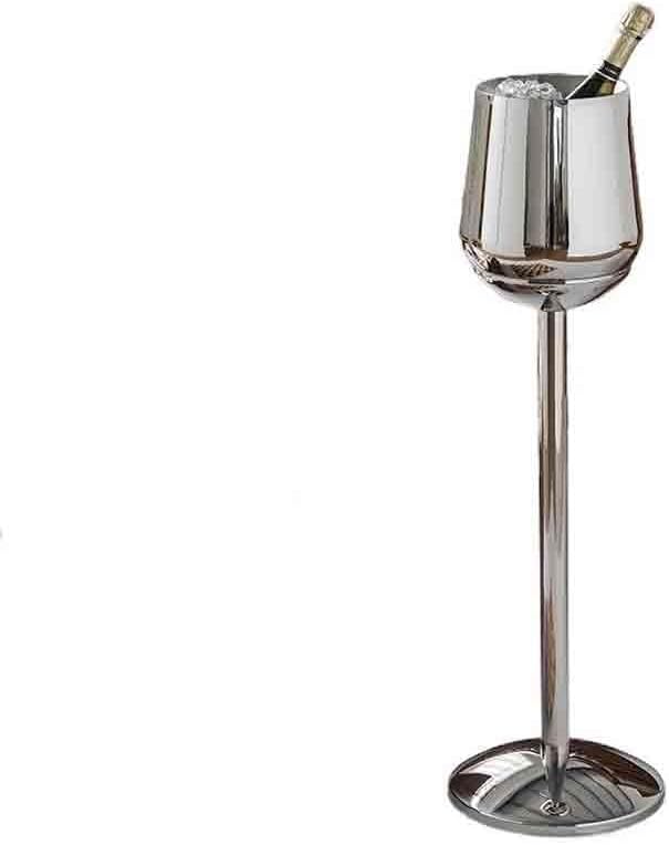 Portable Creative Vertical Floor Standing Ice Bucket Light Luxury Champagne Bucket Chill Bucket Stand Stainless Steel Ice Bucket Party