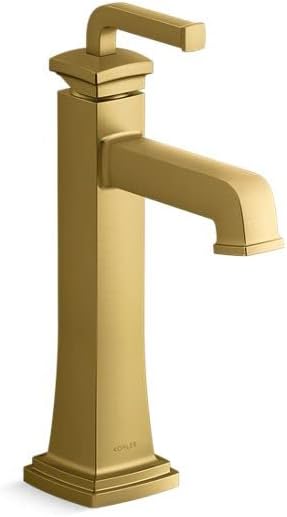 KOHLER K-26430-4K-2MB Riff Tall Single-Handle Bathroom Sink Faucet, 1.0 GPM, Single-Hole, Modern Classic Design, Vibrant Brushed Moderne Brass