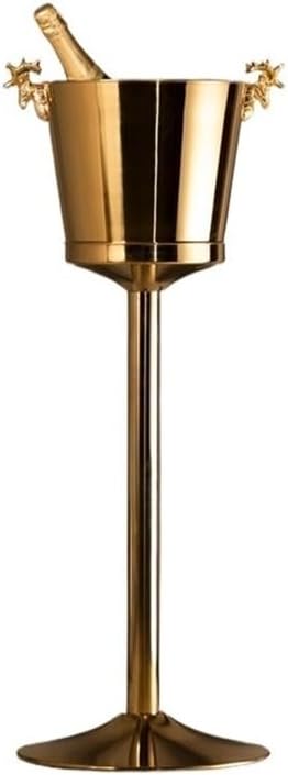 Ice Bucket, Stainless Steel Vertical Spiced Ice Bucket, Outdoor Bar Restaurant Ice Wine Dispenser, Shelf Included Ice Buckets For Parties(Gold)