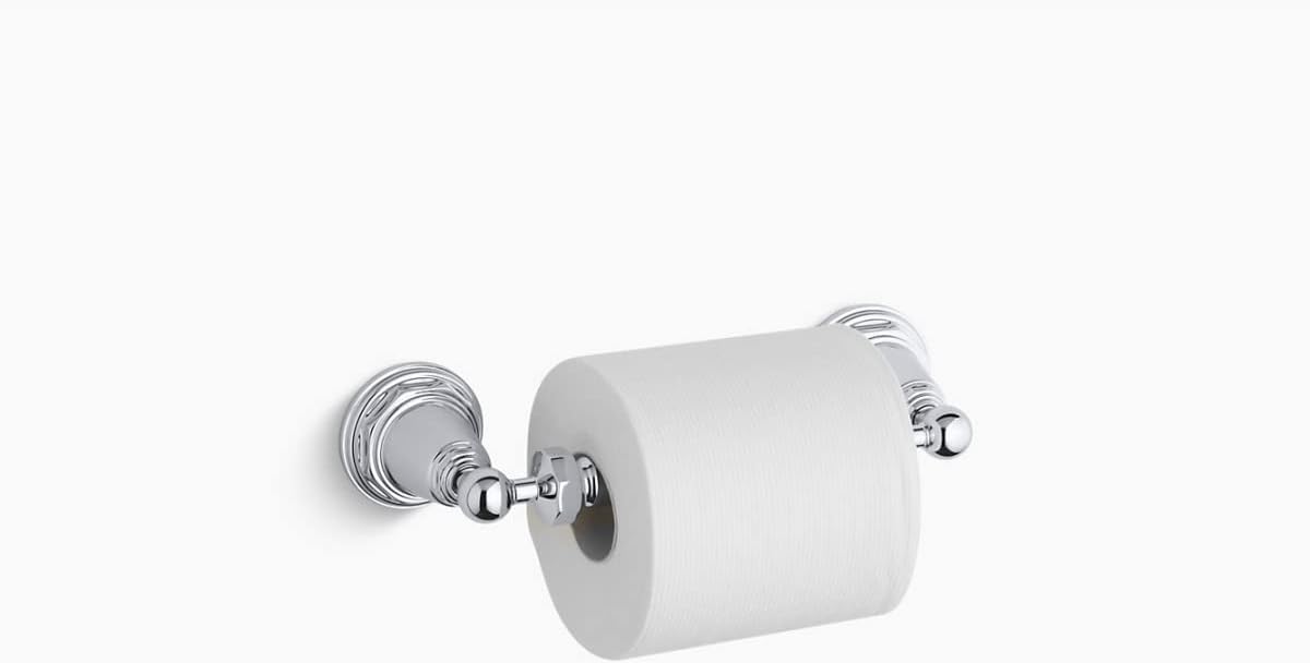 KOHLER K-13114-CP Pinstripe Toilet Paper Holder, Polished Chrome