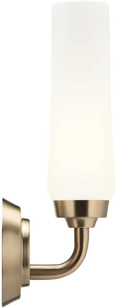 Kichler, Truby 11.5 Inch 1 Light Wall Sconce with Satin Etched Cased Opal Glass in Champagne Bronze, 55073CPZ