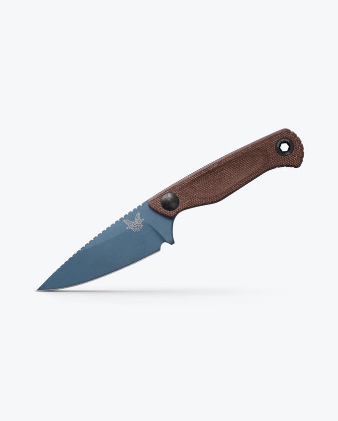 Benchmade - Dacian Fixed Blade Knife with Brown Canvas Micarta Handle and Blue Titanium Cerakote Finish (203BT-03)
