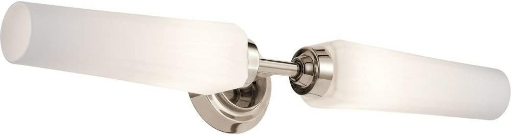 Kichler Truby 24.75 Inch 2 Light Vanity Light with Satin Etched Cased Opal Glass in Polished Nickel