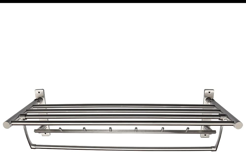 Towel Racks,Bathroom Towel Rack Wall Mounted Towel Holder,Bathroom Towel Rack,Folding Shelf with Swing Towel Bar and Hooks Wall Mount,Brushed Nickel Anniversary