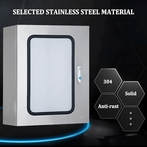Stainless Steel Weatherproof Electrical Distribution Box with Double Doors, Outdoor Enclosure for Circuit Breakers & Network, Secure Mounting Solution,