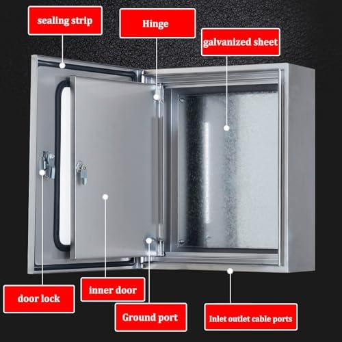 Stainless Steel Weatherproof Electrical Distribution Box with Double Doors, Outdoor Enclosure for Circuit Breakers & Network, Secure Mounting Solution,