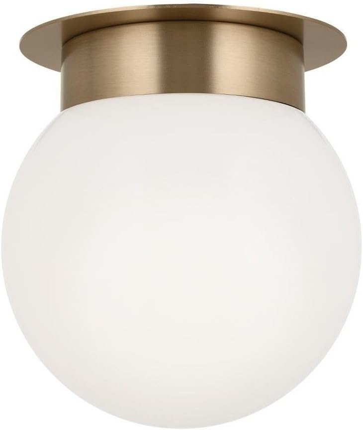 Kichler Albers 8.0 Inch 1 Light Flush Mount Ceiling Light with Opal Glass in Champagne Bronze 52586CPZ