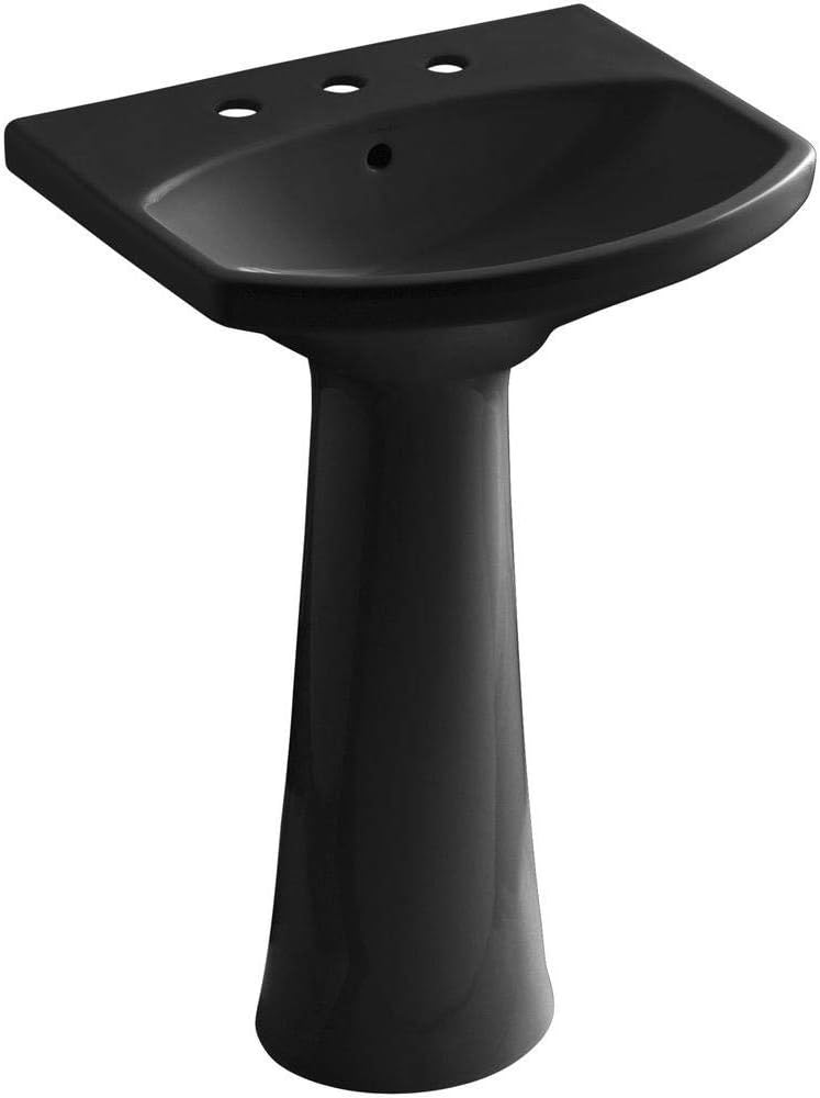 KOHLER K-2362-8-7 Cimarron Pedestal Bathroom Sink with 8' Centers, Black Black