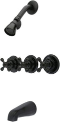 Kingston Brass KB235AX Tub and Shower Faucet with 3-Cross Handle, Oil Rubbed Bronze,5-Inch Spout Reach