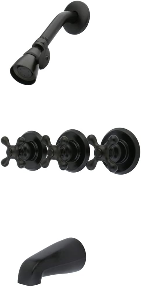 Kingston Brass KB235AX Tub and Shower Faucet with 3-Cross Handle, Oil Rubbed Bronze,5-Inch Spout Reach