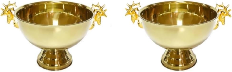 Pack of Two Ice Buckets for Parties, Large Capacity Champagne Bucket with Handles, Versatile Drink Buckets for Bar KTV, Metal Beverage Tub with Base(Gold)