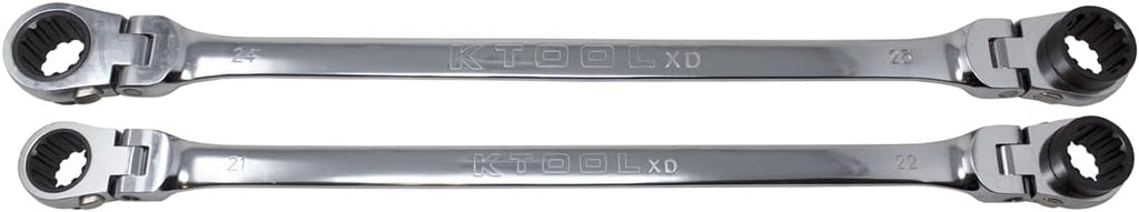 K Tool International Wrench Set 2 Piece Ratcheting Double Flex 120 Tooth