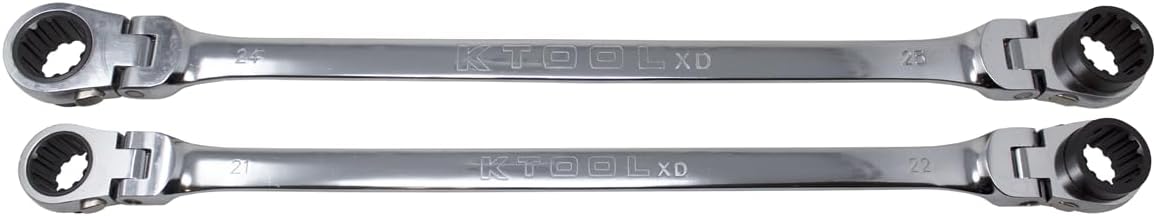 K Tool International Wrench Set 2 Piece Ratcheting Double Flex 120 Tooth