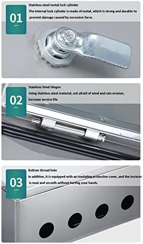 Distribution Box,Weatherproof Stainless Steel Electrical Box - Durable 25X15X30Cm Outdoor Junction Control Enclosure, Wall-Mounted Project Box With Mounting Plate For Sec,A Color-25*15*30cm