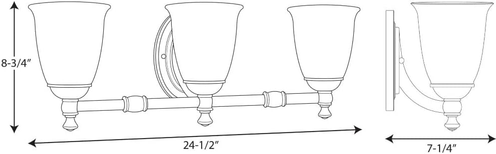 Progress Lighting P3029-74 Victorian Bath & Vanity, 24-1/2-Inch Width x 8-1/2-Inch Height, Bronze