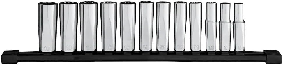12pc 48-22-9521 for Milwaukee 3/8' Drive 12-Point Deep Well Metric Socket Set NEW