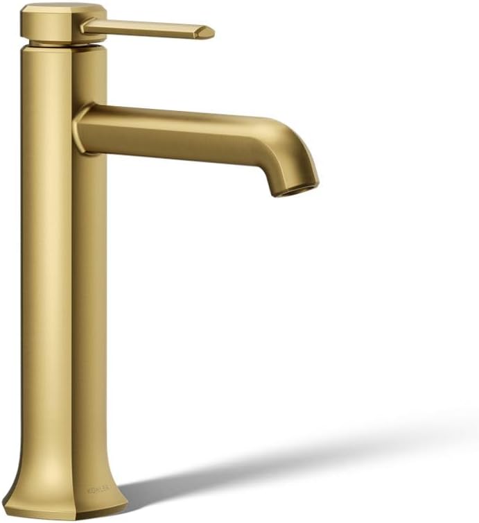 KOHLER 27003-4K-2MB Occasion Tall Single-Handle Bathroom Faucet with Pop-Up Drain Assembly, One Hole Bathroom Sink Faucet, 1.0 gpm, Vibrant Brushed Moderne Brass