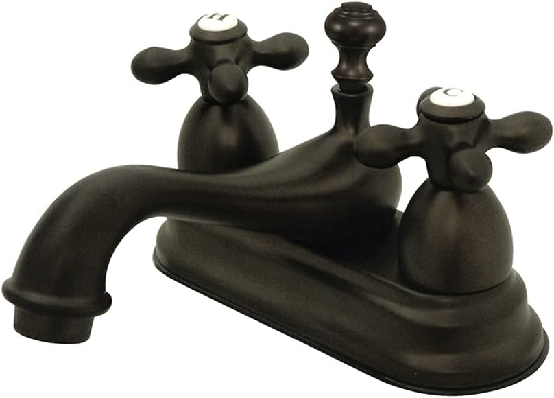 Kingston Brass KS3605AX Restoration 4-Inch Centerset Lavatory Faucet with Metal Cross Handle, Oil Rubbed Bronze , Oil-Rubbed Bronze