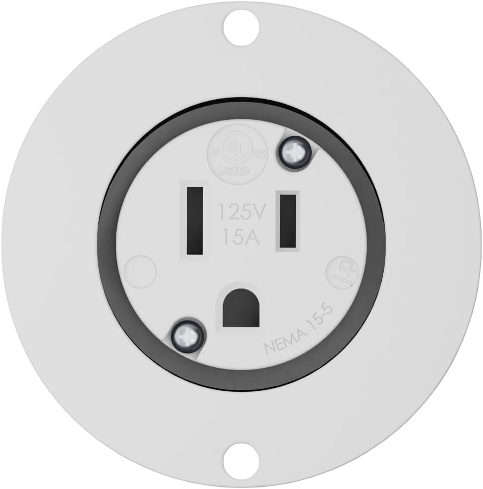 Journeyman-Pro 5279 Flanged Outlet Receptacle - 15 Amp 125 Volt NEMA 5-15, Commercial Grade Electrical Outlet, 2-Pole 3-Wire Straight Blade Plug, cUL Listed, 10-14 AWG, No Cover/Cap - 10 Pack