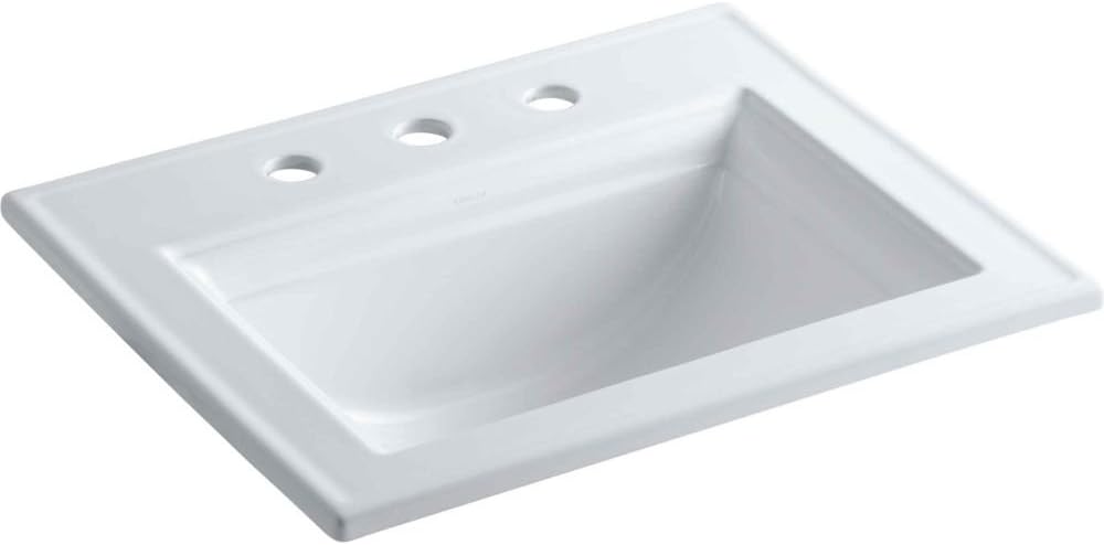Kohler 2337-8-0 Memoirs® Stately 22-3/4' rectangular drop-in bathroom sink, White