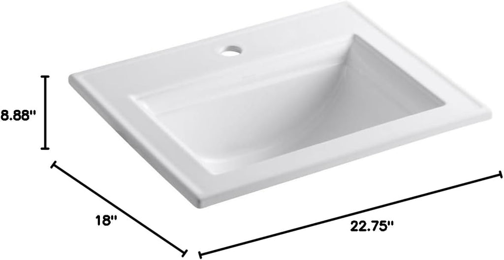 Kohler 2337-1-58 Memoirs® Stately 22-3/4' rectangular drop-in bathroom sink, Thunder Grey