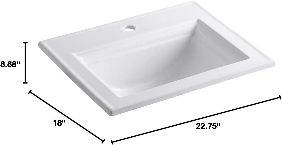 Kohler 2337-1-58 Memoirs® Stately 22-3/4' rectangular drop-in bathroom sink, Thunder Grey