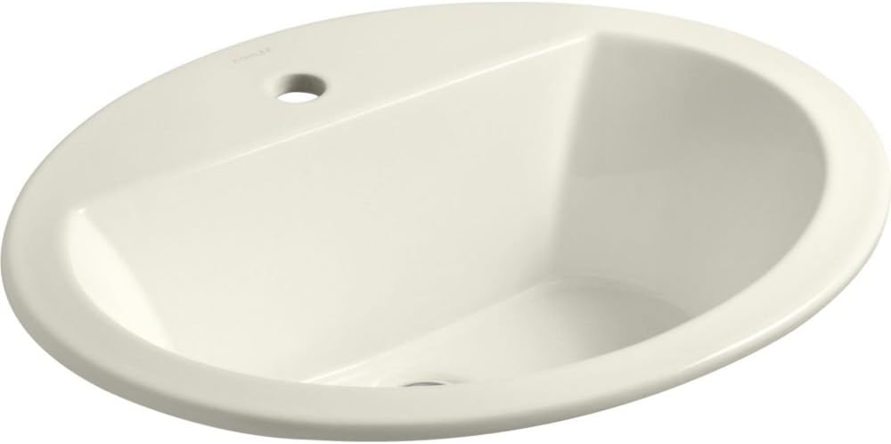 Kohler K-2699-1-96 Bryant Oval Self-Rimming Bathroom Sink with Single-Hole Faucet Drilling, Biscuit, 1.375