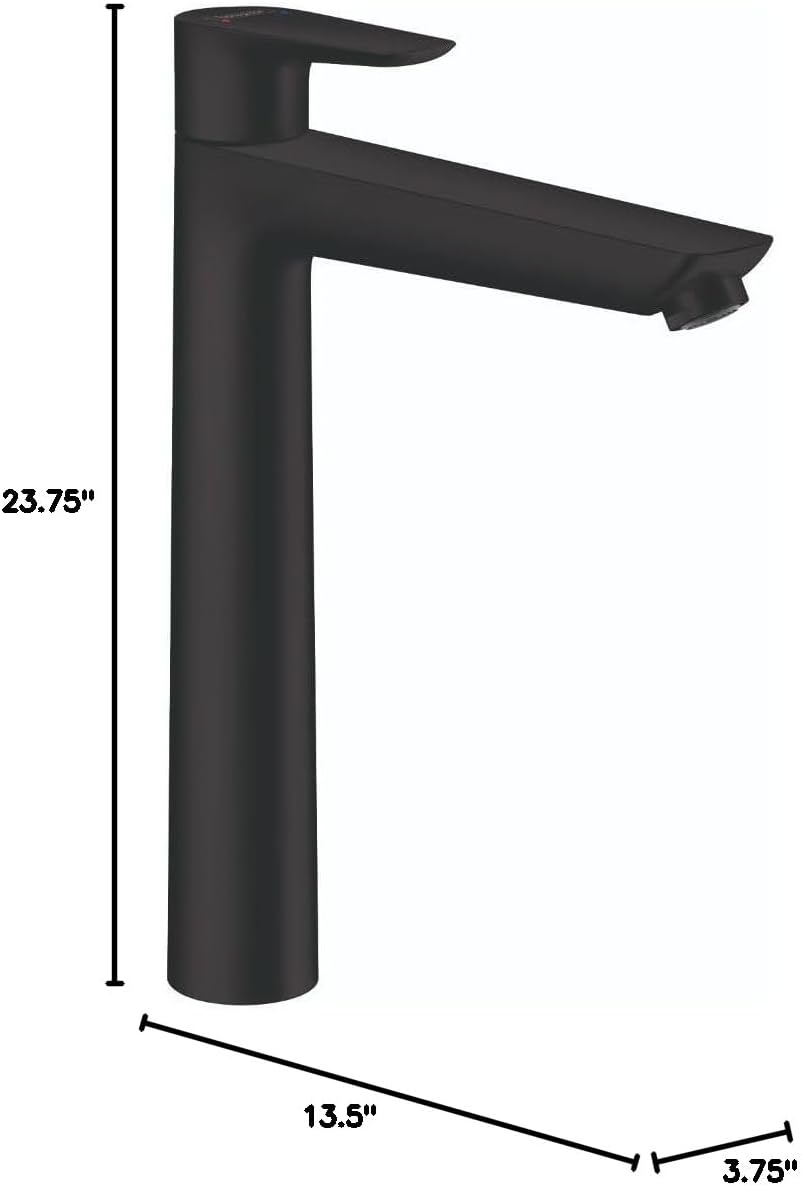 hansgrohe Talis E Modern Easy Install Easy Clean 1-Handle 1-Hole 11-inch Tall Bathroom Sink Faucet in Matte Black, 71717671