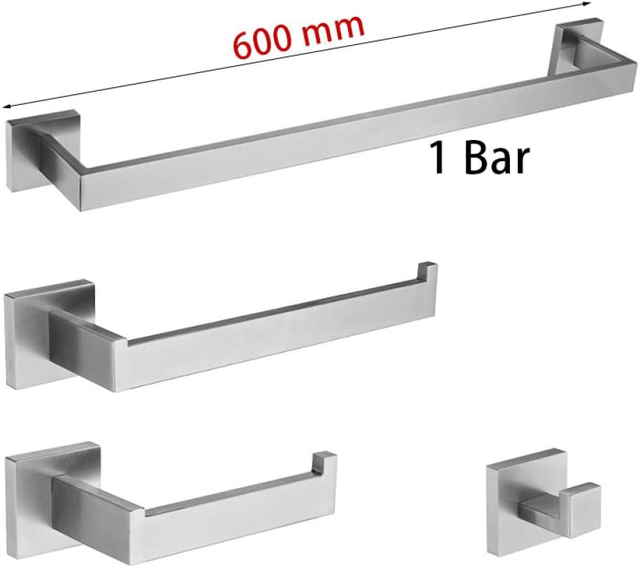 Stainless Steel Bathroom Accessories Brushed Nickel Towel Rack Toilet Paper Holder Towel Bar Hook Toilet Hardware,1 Bar Set 60,