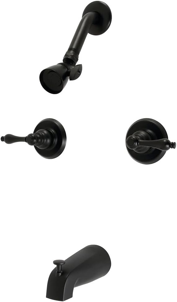 Kingston Brass KB240AL Victorian Double-Handle Tub and Shower Faucet in Matte Black