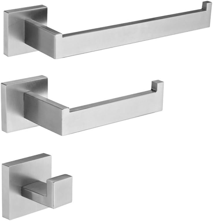 Stainless Steel Bathroom Accessories Brushed Nickel Towel Rack Toilet Paper Holder Towel Bar Hook Toilet Hardware,3 PCS Set,