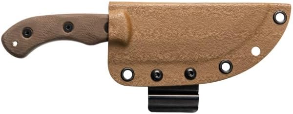 Tops Knives Tom Brown Tracker #4 Full Tang Fixed Blade- Coyote Tan Coating Blade Finish- Coyote Tan Kydex Sheath w/Multi-Position Spring Steel Clip (Green Canvas Micarta Handle)