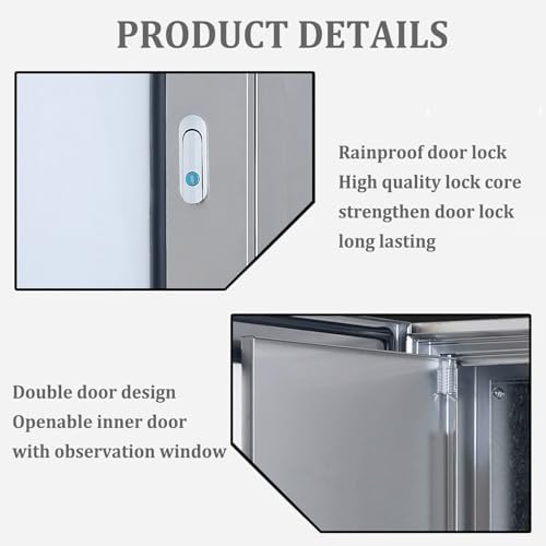 Stainless Steel Weatherproof Electrical Distribution Box with Double Doors, Outdoor Enclosure for Circuit Breakers & Network, Secure Mounting Solution,