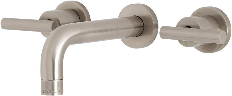 Kingston Brass KS8128CML Manhattan 2-Handle 8 in. Wall Mount Bathroom Faucet, Brushed Nickel