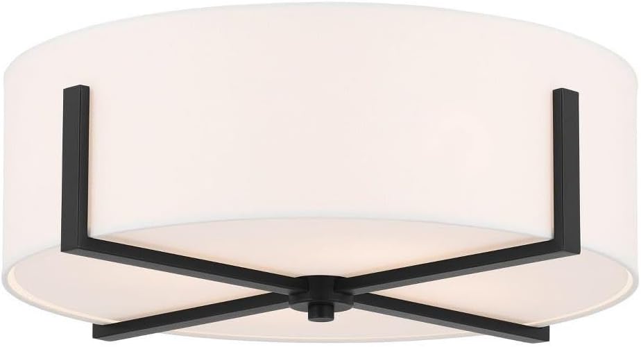 Kichler Malen 52594BK Flush Mount 4-Light 20˝ with White Fabric Shade in Black