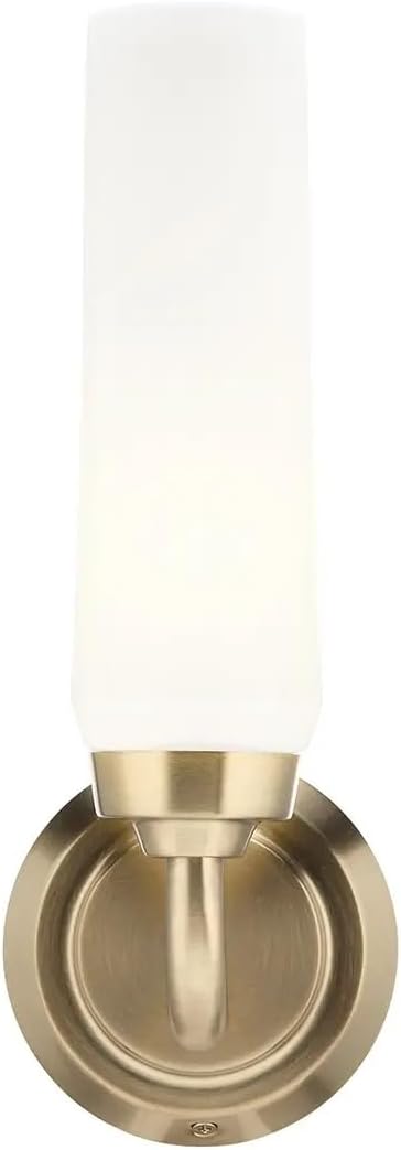 Kichler, Truby 11.5 Inch 1 Light Wall Sconce with Satin Etched Cased Opal Glass in Champagne Bronze, 55073CPZ