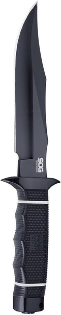 SOG Tech Bowie Fixed Blade Knife for Warfighters & Outdoor Enthusiasts | AUS-8 Steel Blade & Kraton Rubber Handle