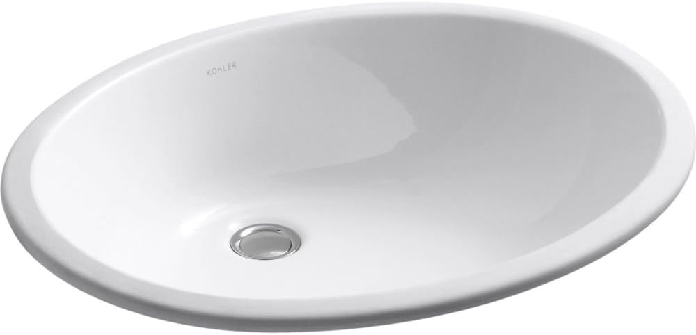KOHLER 2211-0 Caxton Undercounter Bathroom Sink, Oval Basin, Includes Overflow Drain, One Size, White
