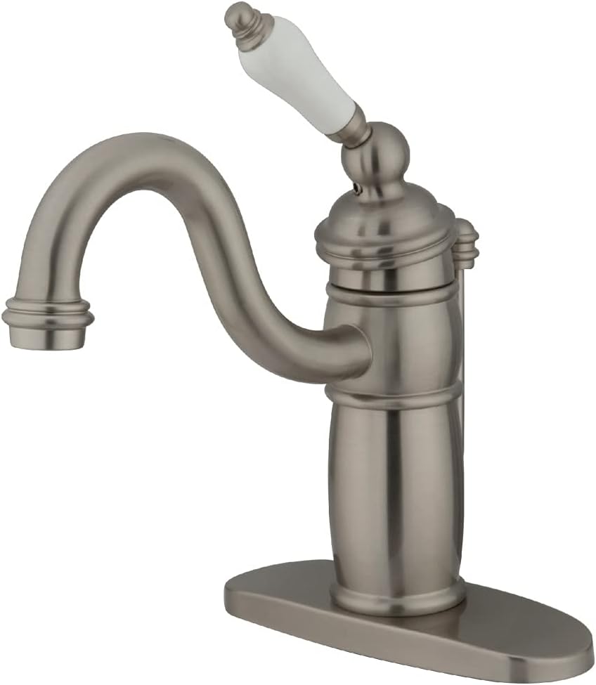 Kingston Brass KB1408PL Victorian Mono Block Lavatory Faucet, Brushed Nickel