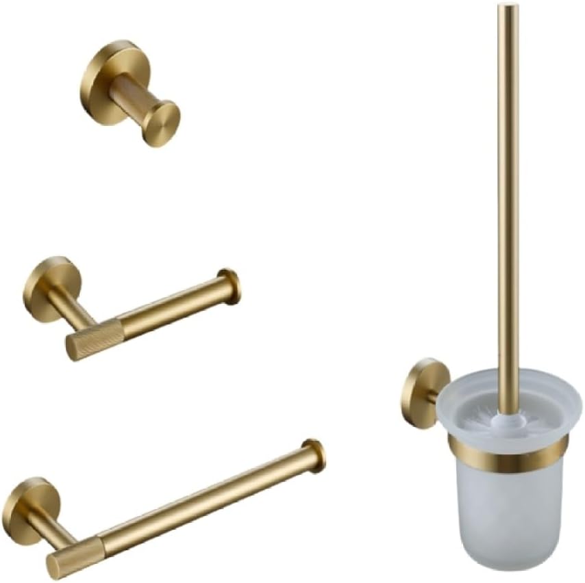 Bathroom Hardware Accessories Set Brushed Gold Knurled Brass Kit Towel Bar Ring Robe Hook Paper Holder Towel Ring Toilet Brush,Toilet Set