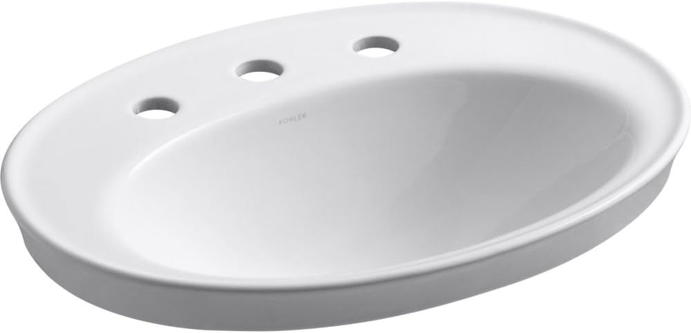 KOHLER Serif® Drop-in bathroom sink with 8' widespread faucet holes